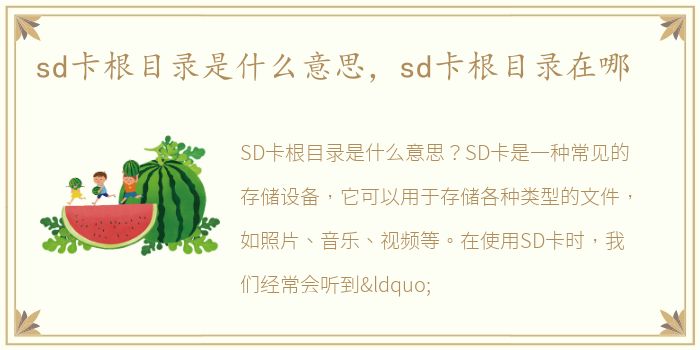 sd卡根目录是什么意思，sd卡根目录在哪