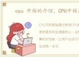 cpu 开核的介绍，CPU开核是什么