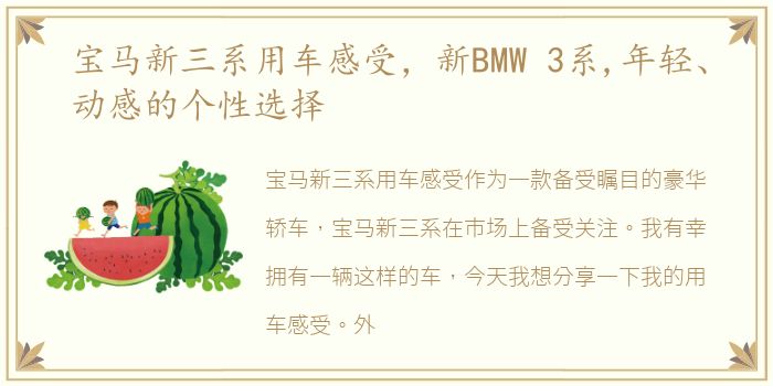 宝马新三系用车感受，新BMW 3系,年轻、动感的个性选择