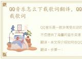 QQ音乐怎么下载歌词翻译，QQ音乐怎么下载歌词