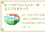 dnf刃影神话怎么搭配，DNF:刃影热门神话装备搭配数据测试