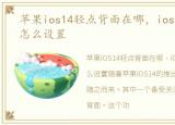 苹果ios14轻点背面在哪，ios14轻点背面怎么设置