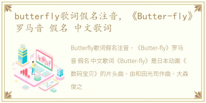 butterfly歌词假名注音，《Butter-fly》罗马音 假名 中文歌词