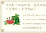 锡安打了几场比赛，锡安连续24场比赛至少砍20分且命中率50%