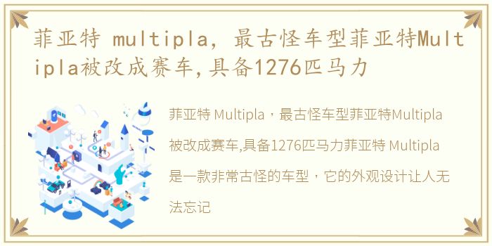 菲亚特 multipla，最古怪车型菲亚特Multipla被改成赛车,具备1276匹马力