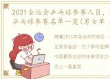 2021全运会乒乓球参赛人员，2021全运会乒乓球参赛名单一览(男女单 男女团 混双完整版)