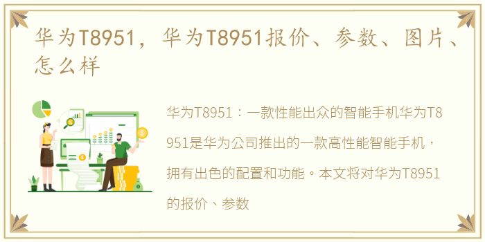 华为T8951，华为T8951报价、参数、图片、怎么样