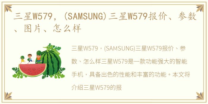 三星W579，(SAMSUNG)三星W579报价、参数、图片、怎么样