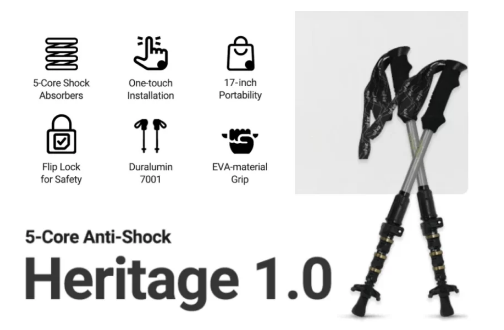 Heritage1.0高级登山杖带5芯减震器24美元起