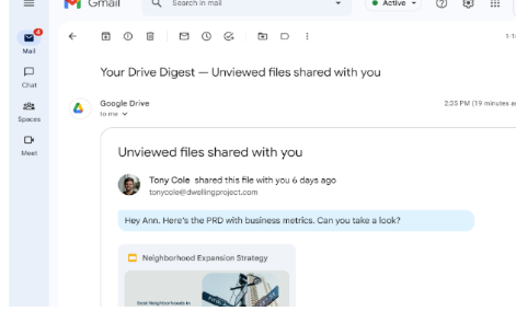 Google将向您发送有关GoogleDrive上未打开文件的提醒