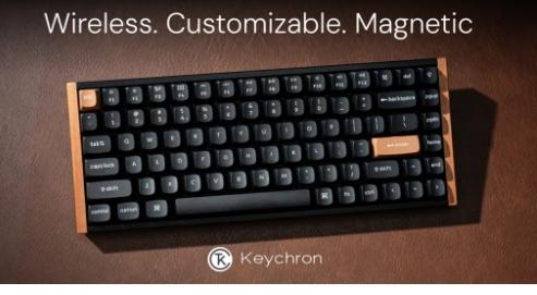 KeychronK2HE可定制磁性金属和木质框架键盘